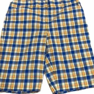 Jones New York Bermuda Golf Shorts Blue/Orange Plaid Sz 6